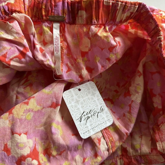 NWT Free People Floral Jumpsuit Amy Jumpsuit S Wide Leg Puff Sleeves Boho Gypsy - Picture 10 of 11